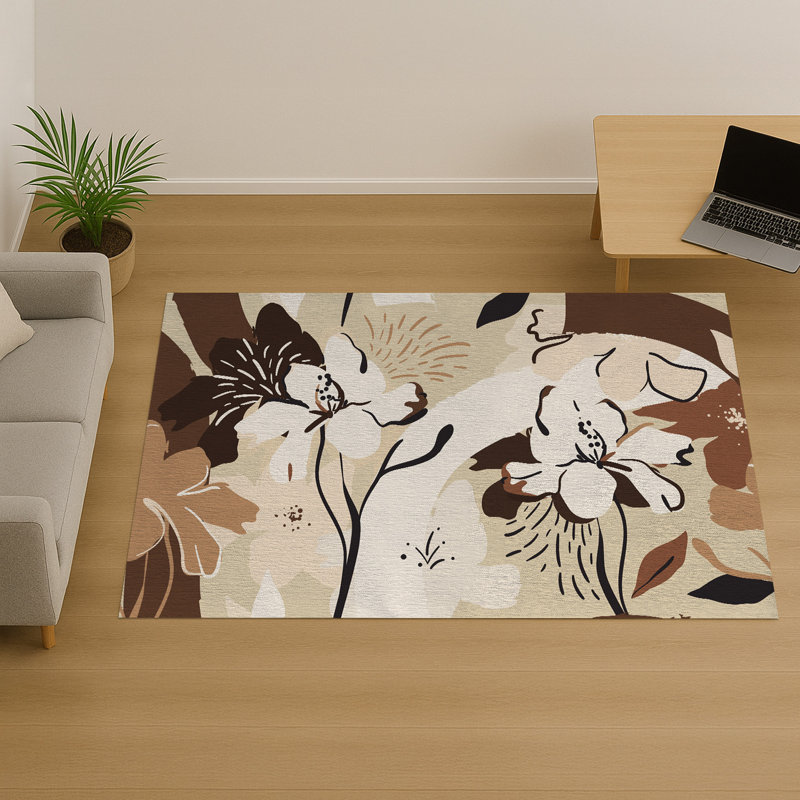 Floral Area Rug, Rectangle 140 x 200 cm