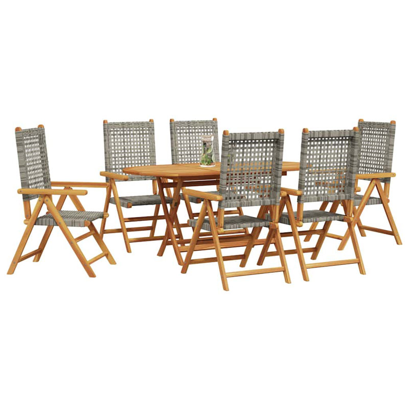 7 - Person Wood Patio Dining Set with, Grey