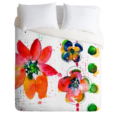 Summer In Watercolor Traditional Floral Duvet Cover