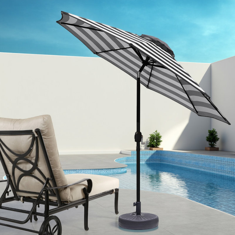 Jaida 108'' Tilt Market Umbrella, White/Black