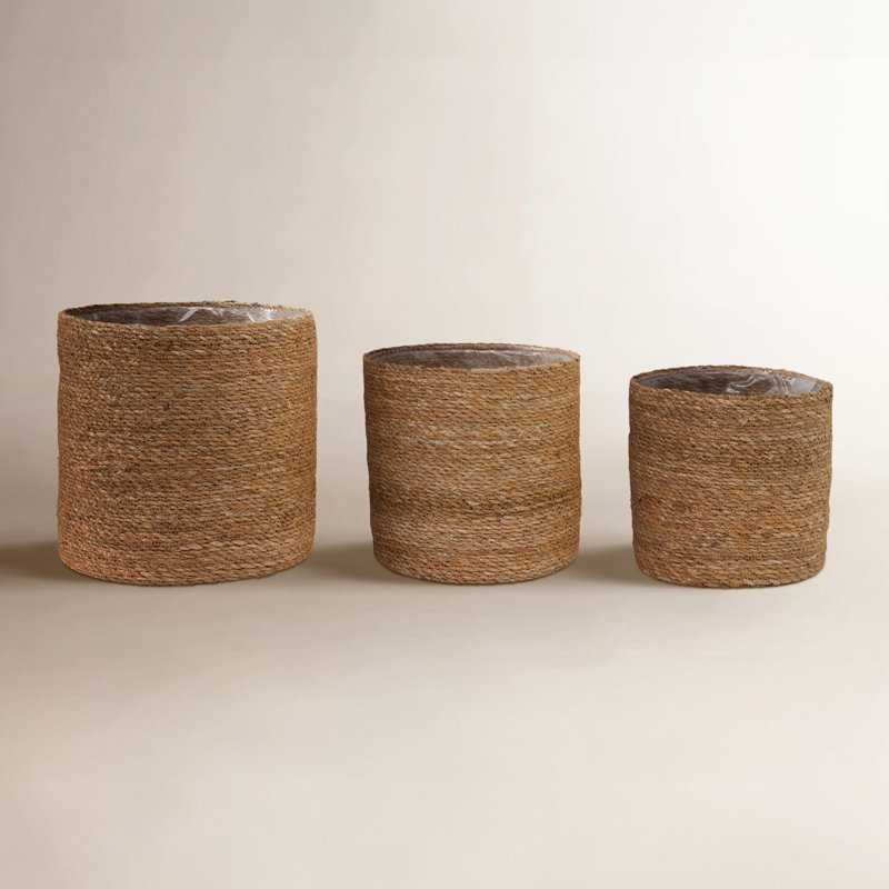 Hand-Woven Seagrass Baskets with Plastic Lining
