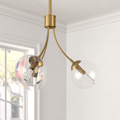 Lustre 3 lumières Meridian en laiton naturel