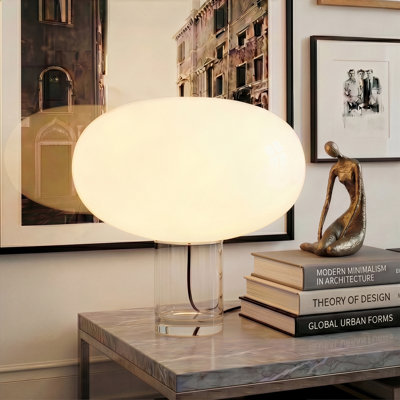 Lampe de table à DEL intégrée en verre brillant de 11 po avec bouton à intensité variable Callisto