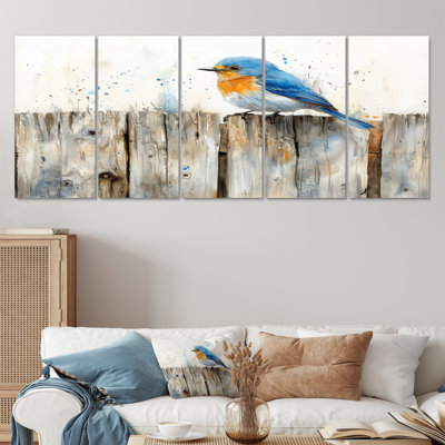 Bluebird On The Farm Fence V - Bird Wall Art - Modern Wall Art For Living Room