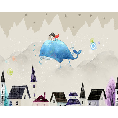 Caricature Adley, paysage de village, petit enfant