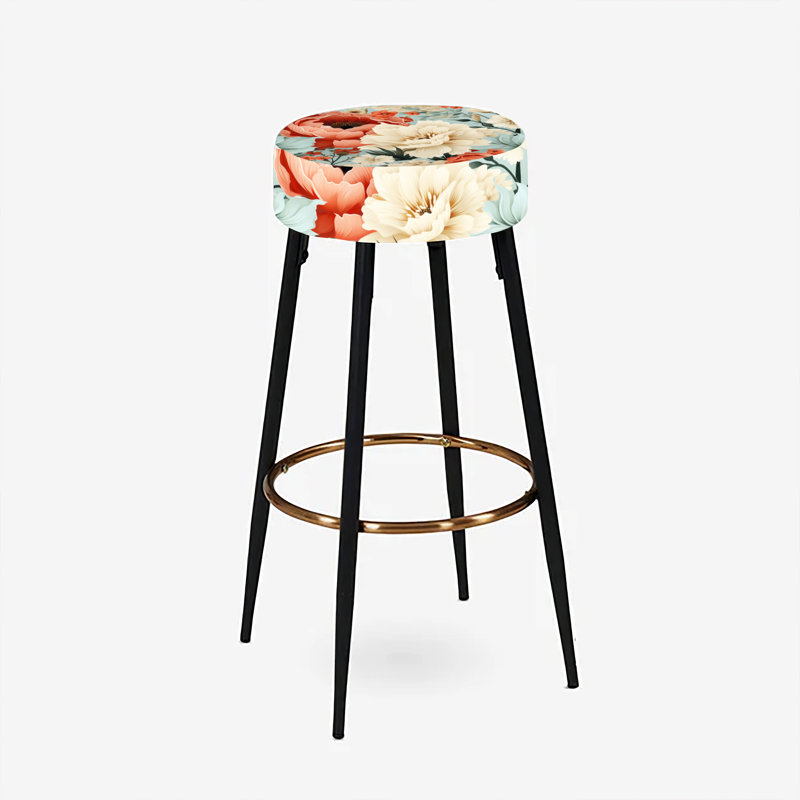 Coral Boho Floral Harmony - Ensemble de 2 tabourets floraux
