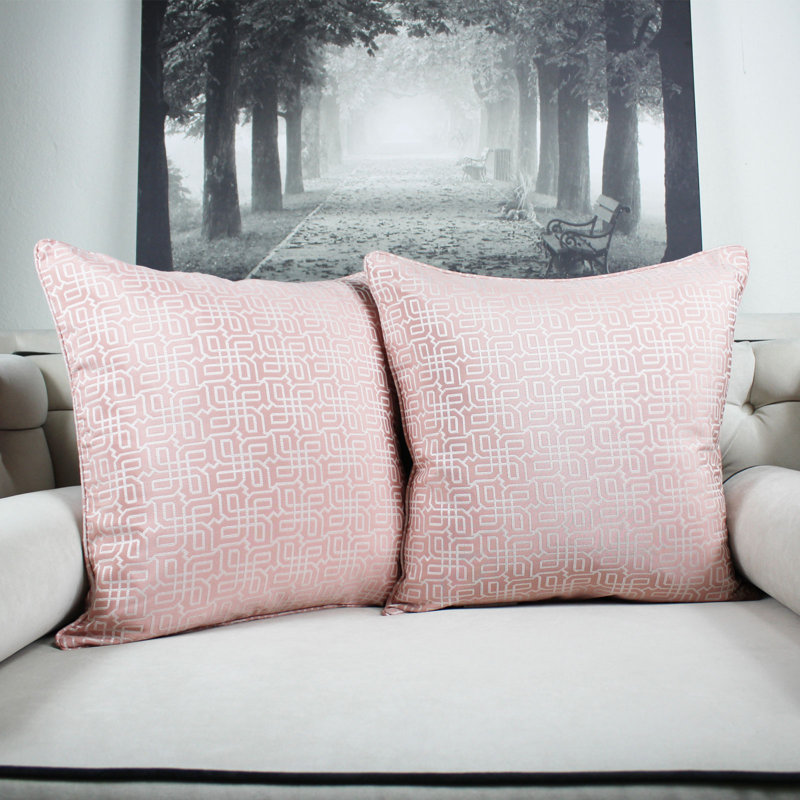 Cozy Jacquard Plaid Pillow Cover & Insert, Pink