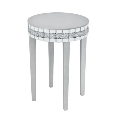 Diamond - Cut Round Table For Small Reading Corners, Space Optimized, Tempered Glass Top, Core, 19.7" Diameter Breakfast , Glass, Saving Feature, Width