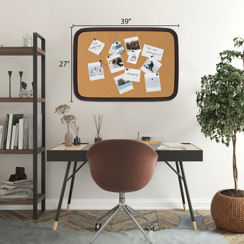 Cork Board with Thumbtacks for Walls with Frame, 39" H x 27" L