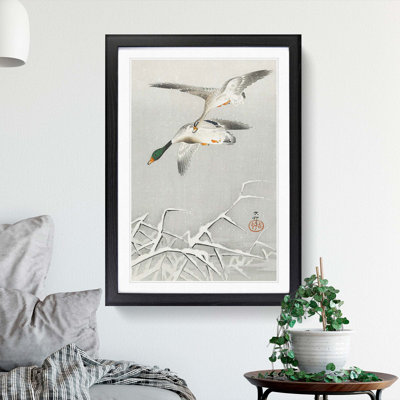 Wild Ducks in Flight by Ohara Koson - Framed Print