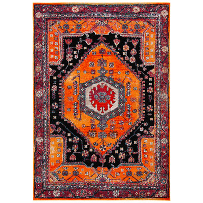 Tapis oriental orange / noir