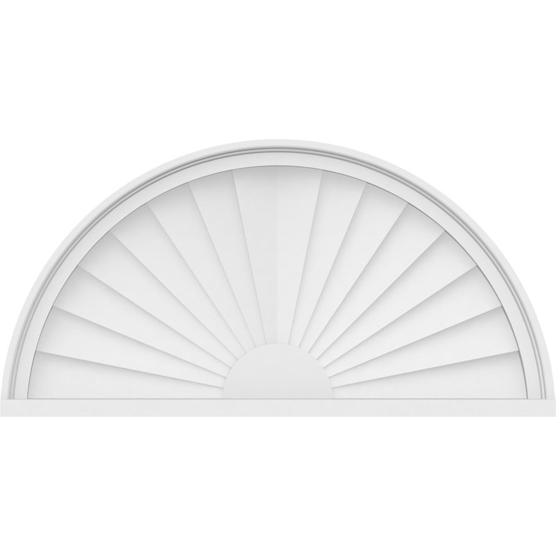 32"W x 16"H x 2"P Half Round Sunburst Architectural Grade PVC Pediment, 16" H  x 32" W  x 2" D