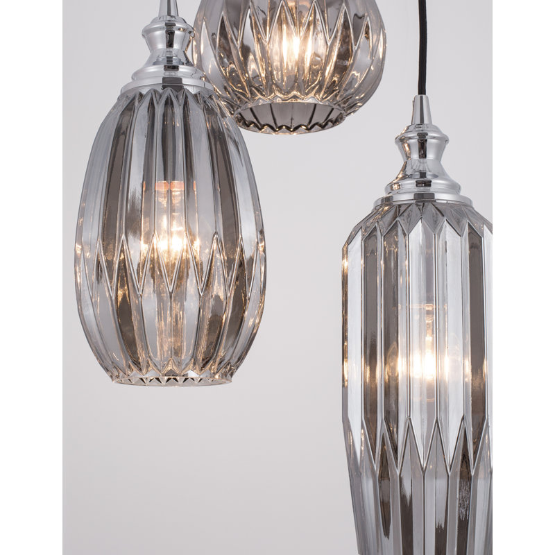 3 - Light Cluster Pendant, Black/Silver, Grey