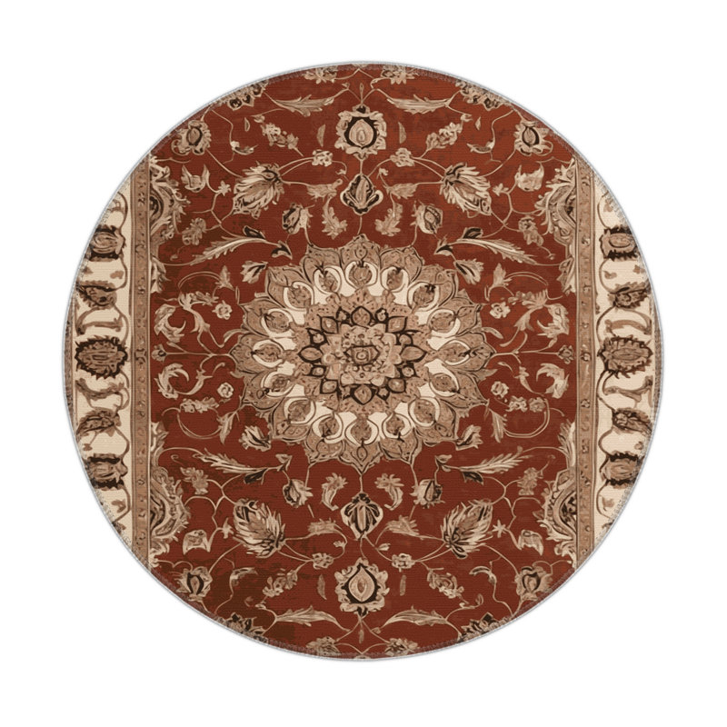 Persian Brown Indoor and Outdoor Area Rug, Round 5'