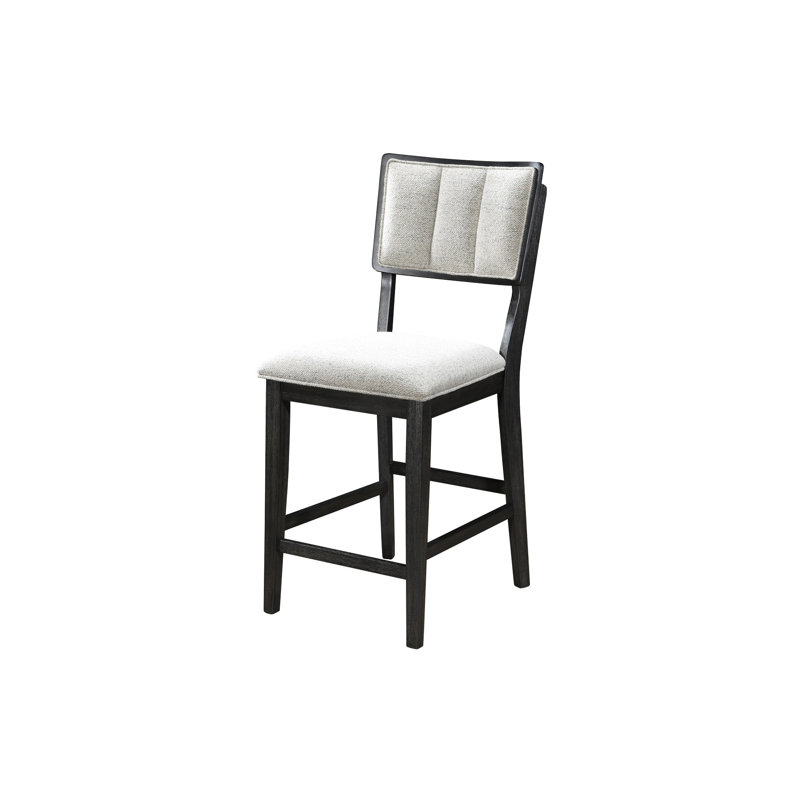 Tabourets de comptoir - Chaises de style contemporain en tissu de bois noir / gris 2 pièces