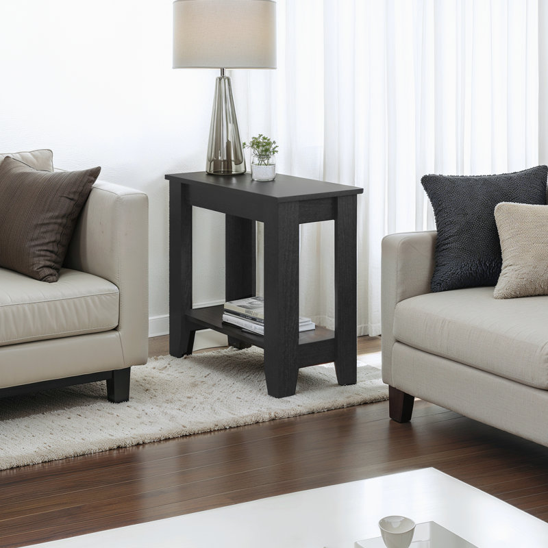 Weddel Basilico End Table with Storage, Black Oak