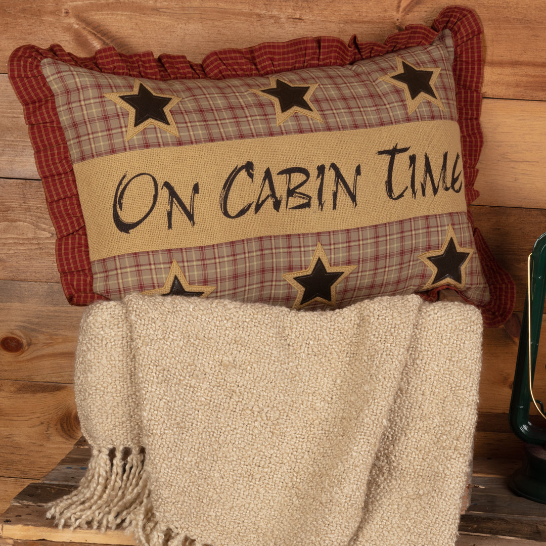 on Cabin Time Cotton Lumbar Pillow VHC Brands