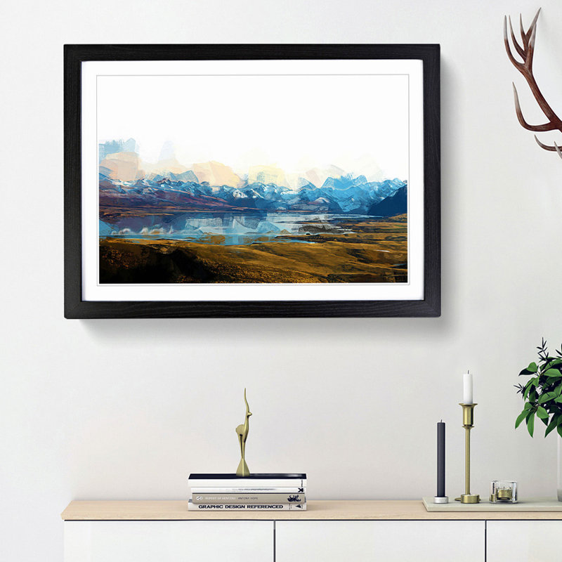 Lake Tekapo in New Zealand in Abstract - Picture Frame Graphic Art Print, 36cm H x 48cm W x 2cm D, Black Framed