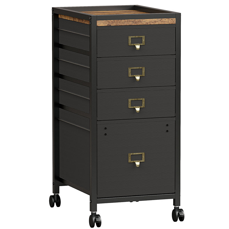 Boose 14.9'' Wide 4 -Drawer Mobile Steel File Cabinet, Black