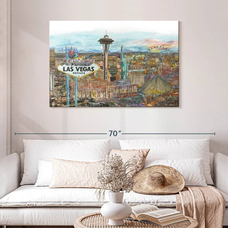 Ravi Vegas Skyline en couleur, H 30 po x l 45 po