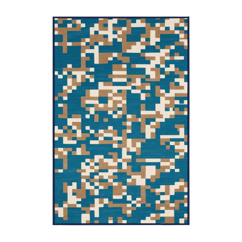Tapis bord de mer lavable Pixels, Tapis de couloir 2 pi x 5 pi