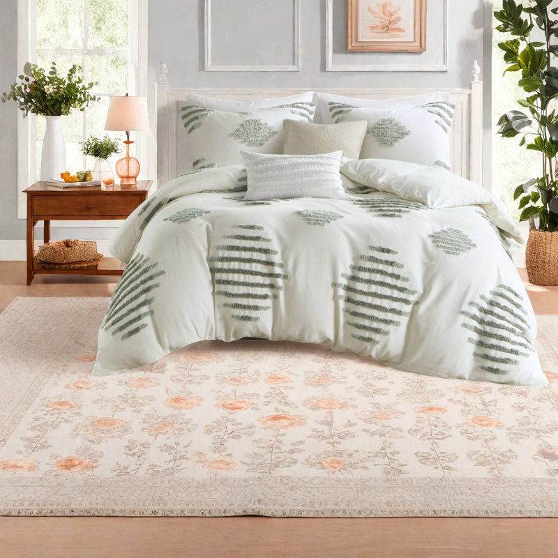 Premium Cotton Blend King/cal King Bedding Sets, Modern Chenille Design For Home