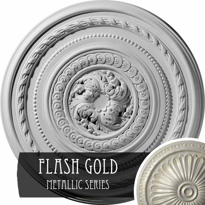 26 médaillon de plafond perle de 26 1/4 po x P 1 1/2 po (convient aux auvents jusqu'à 1 7/8 po), Doré Flash