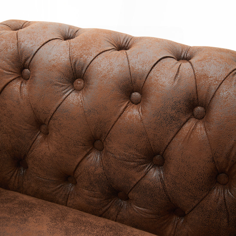 Fauteuil club avec accoudoirs à volutes, Marron foncé