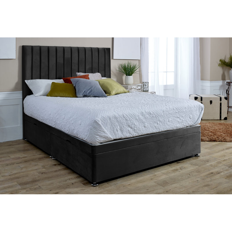 Adren Upholstered Ottoman Storage Bed, Black, Double (4'6)