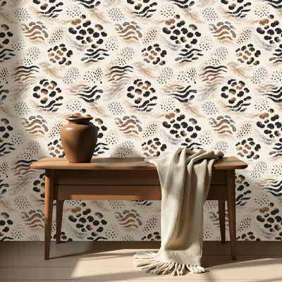 Papier peint auto-adhésif inspiré du tigre avec imprimé animal terreux tons terreux auto-adhésif et amovible 17,7 po x 118 po (45 x 300 cm)
