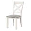 2 chaises de salle à manger à dossier croisé en chêne blanc rustique avec pieds en bloc et siège en tissu pour la décoration de chambre