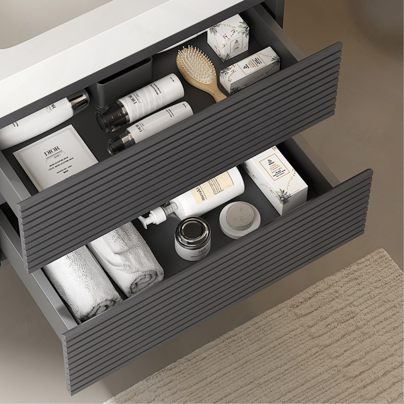 Armoire murale 24 po sans lavabo, robinet et évier, gris