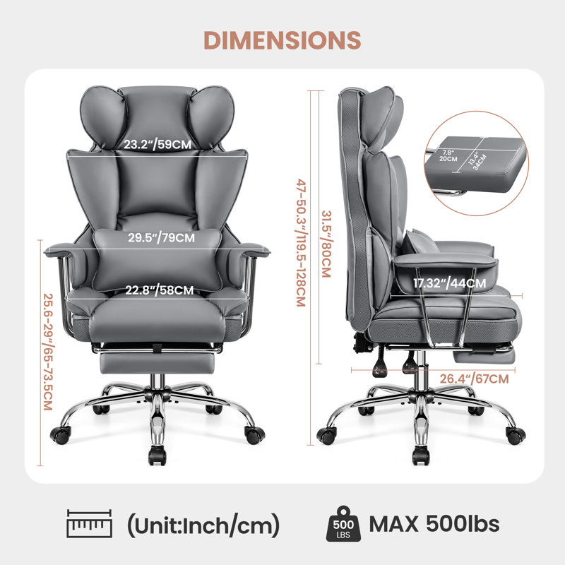 Fauteuil de direction en similicuir, Gris
