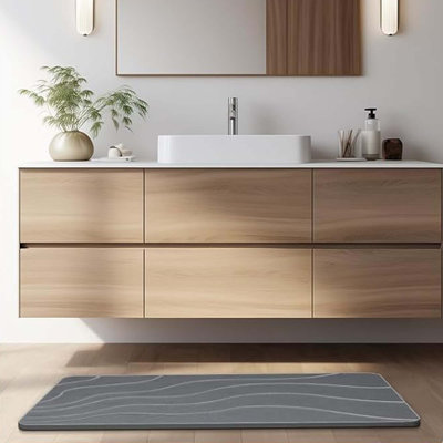 Diatomaceous Earth Stone Bath Mat 23.6x15.4 Grey Quick Dry Non-slip Bathroom Floor Mat