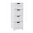 White Freestanding Storage Cabinet With 4 Drawers, Suitable For Bathroom, Living Room, Kitchen
