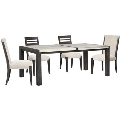 Table de salle à manger rectangulaire avec 2 chaises d'appoint et 2 chaises d'appoint rembourrées