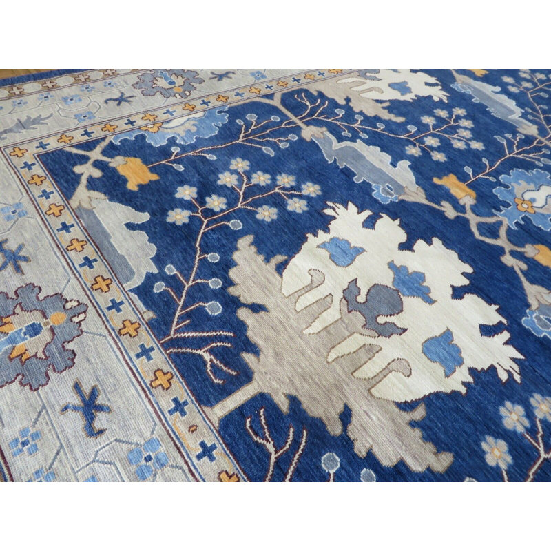 Tapis bleu marine unique de 12 pi 1 po x 15 pi