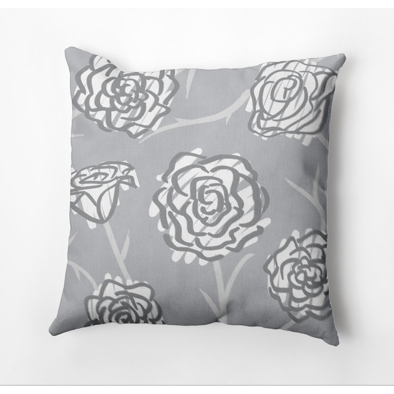 Housse et insert de coussin d'extérieur carré Botanical Blooms, Gris, 16 po x 16 po