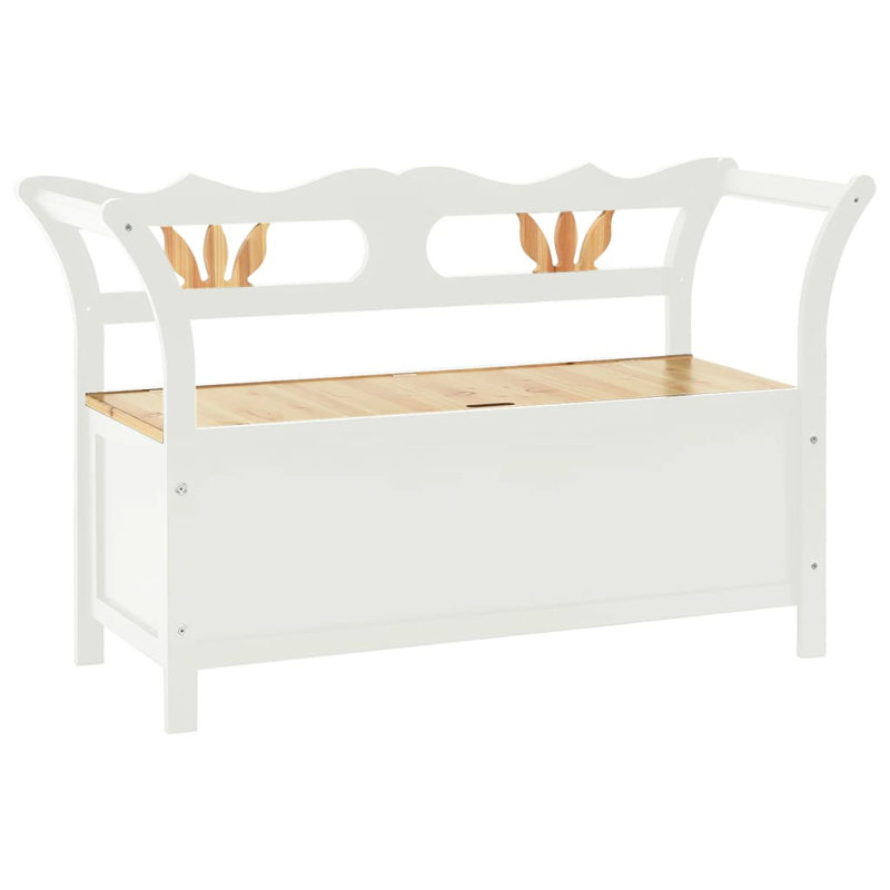 Cleda Storage Bench, White/Brown