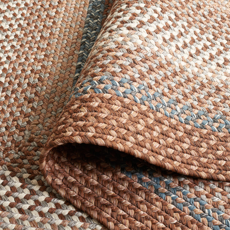 Liptak Geometric Hand-Braided Brown Area Rug, Oval 7' x 10'