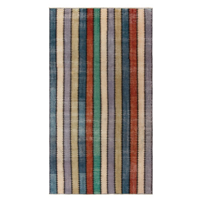 Pasha One-of-a-Kind Rectangle 4'10" X 8'9" No Wool Area Rug Blue/Purple/Red