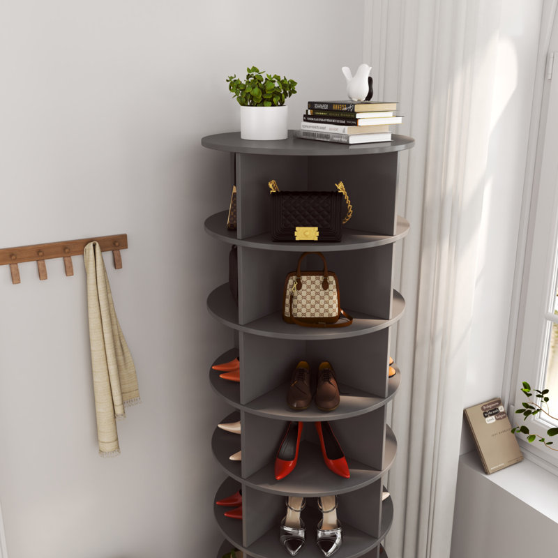 Armoire à chaussures rotative 360 avec 7 couches pouvant accueillir jusqu'à 28 chaussures Paris, Gris