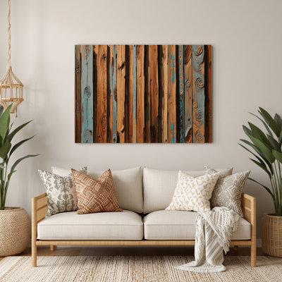 Southwestern Cowboy Barnwood Plank 58 Beige Metal Wall Art