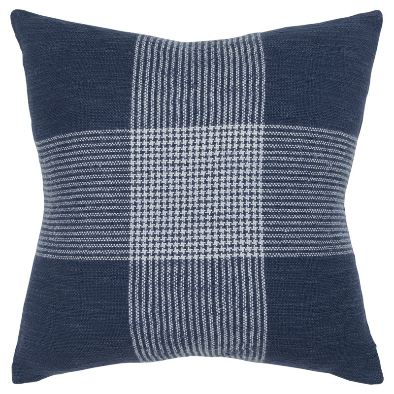 Plaid Pattern Throw Pillow, Indigo/White