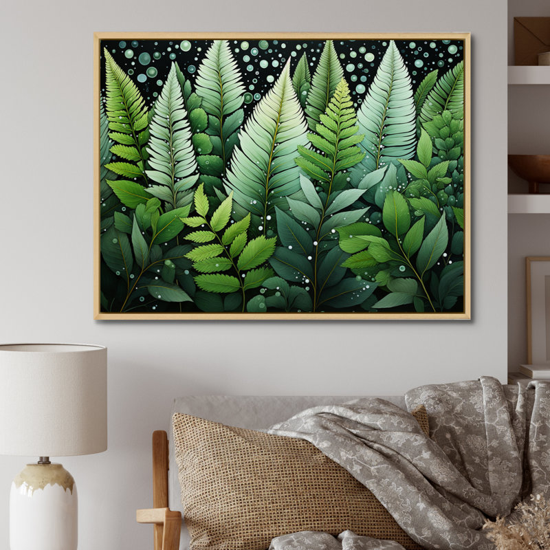 " Ferns Plant Whispering Fronds II ", Cadre flottant brun, H 12 po x l 20 po x P 1 po