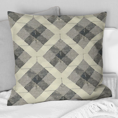 Coussin Beige gris à motif pied-de-poule II