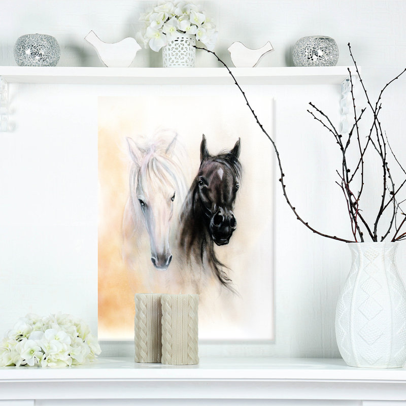 Têtes de cheval, reproduction d’art sur toile tendue, H 32 po x l 16 po x P 1 po, Toile tendue