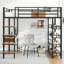 Lit mezzanine en métal avec bureau et tablettes, noir-695134908