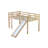 Twin Low Loft Bed with Slide, Ladder & Safety Guardrails – Rubber Wood Kids Bedroom Play Loft,Natural