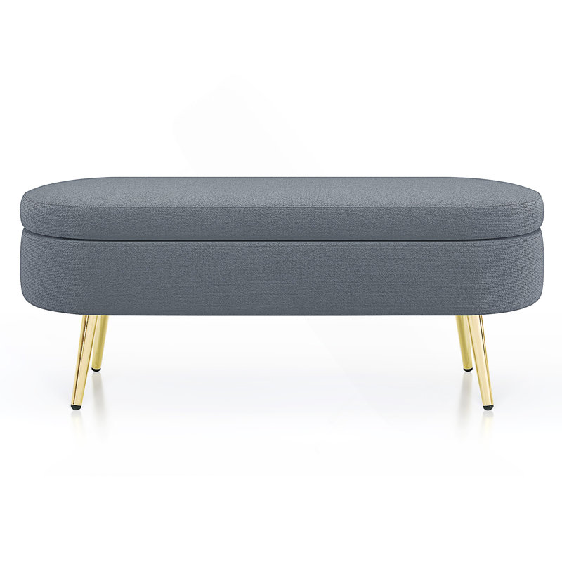 Banc de rangement ovale avec pieds en métal, Dark Grey, Dark Grey